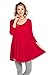 Frumos Womens Tunic Tops for Leggings V-Neck Top LA-Dark Red 2X-Large