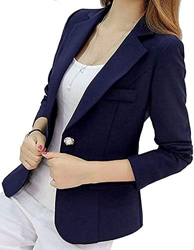 Tailored Jacket, Long Sleeve, Single Button, Business Outfit, Blazer, Women’s “G&ko-to” (Color: Blue, Size: XXL)