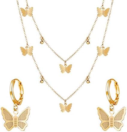 Chen Ming Jewelry Adjustable Butterfly Pendant Necklace Earrings