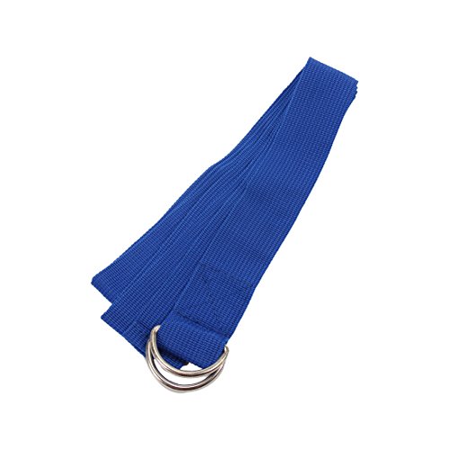 Vanki Cotton Yoga Accessories /Mat Strap with D-Ring for Pilates Stretch, Exercises, Aerobics to Extend Reach, Grasp Limbs Blue 1PCS