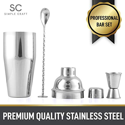 Simple Craft Cocktail-Shaker-Set – Edelstahl-Getränke-Shaker mit Löffel und Messbecher – professioneller Martini-Shaker… – Bild 2