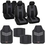 BDK AutoSport Full Set Combo All Protective Seat Covers (2 Front 1 Bench) with Heavy-Duty All-Weather Rubber Floor Mats (4 Mats) for Car Auto â€“ Sedan Truck SUV Minivan