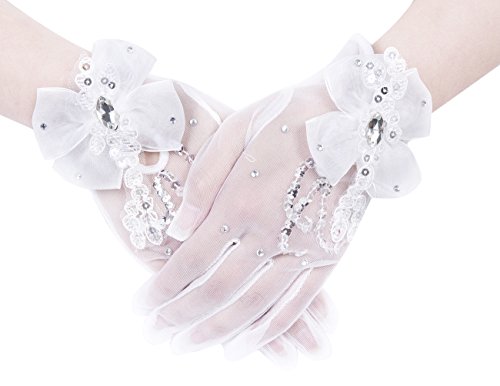 Dresstells® exquisite fingerless rhinestone pearls bridal gloves…