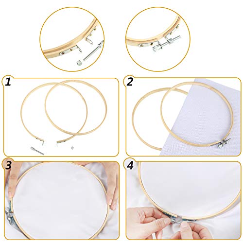 Cross Stitch Tool Embroidery Starter Kit Including 6 Pieces Bamboo Sewing Hoops, Retro Scissors, Thimbles, Cross Stitch Needle-Threading Tools and Embroidery Needles for Sewing Embroidery Supplies
