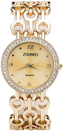 Women Unique Wrist Watch Design ZONMFEI Bracelet Dress Watch for Girls Gold