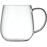 Hemoton Glass Drinking Cup 10Oz Clear Glass Mug with Comfortable Handle Multipurpose Juice Milk Water Beverage Tumbler for Home Kitchen