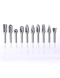 Atoplee set de fresas de carburo de tungsteno y acero, con punta diamante, vástago de 1 8 pulgadas para taladros Dremel - Ideal para limar, tallar, perforar o grabar madera - 10 unidades