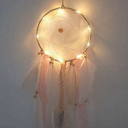 BOLUOYI Rope Lights,String Lights for Patio,LED Dream Catcher Cloud Feather Dreamcatcher Girl Birthday Gift Baby Room Decor