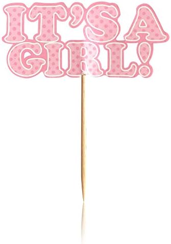 Pink "It's a Girl" 24 pcs Baby Shower Cupcake Toppers
