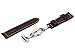 iStrap 24mm Genuine Calf Leather Military Watch Band W/ Polished Deployant for Panerai 44 - Dark Brown