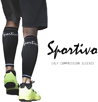 Sportivo Calf Compression Leg Sleeves (PAIR) - Moisture Wicking - Protection Against Shin Splints, Increase Circulation, Calf Recovery, Stabilize Muscle, and Decreased Muscle Soreness (M)