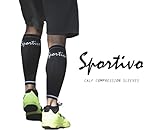Sportivo Calf Compression Leg Sleeves (PAIR) - Moisture Wicking - Protection Against Shin Splints, Increase Circulation, Calf Recovery, Stabilize Muscle, and Decreased Muscle Soreness