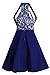 ZKESS Women's Sleeveless Lace Party Club Skater Dress M Size Blue