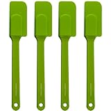 Silicone Slim Spatulas - 8½ X 1 Inch With Sturdy Plastic Handle. Set Of 4. Green
