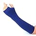 Flammi Women's Fingerless Arm Warmers Gloves Knit Thumb Hole Gloves Mittens (Blue)