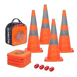4 Pack 28 inch Collapsible Traffic Cones with LED