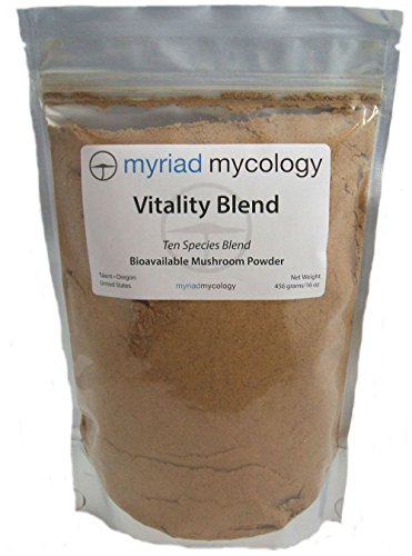 Myriad Mycology 10 Species Vitality Blend Mushroom Powder 16oz or 1lb, Made in USA, 456g