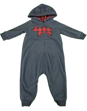 Baby Boy 6-Months Full Zip Body Suit w/Hood Navy/Red with Bear