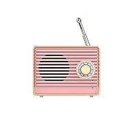 Wireless Retro Speakers, Dosmix Portable Bluetooth Vintage Speaker with Built-in Mic,USB, 8-9 Hours Playtime for Kitchen Bedrooms Desk Shelf Party Travel Android iOS Speaker, Coral Pink
