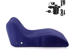 STARBRILLIANT Inflatable Indoor Living Room Chair, PVC,Foldable Deck Chaise Lounges with Air Pump, Lazy Lounge Sofa for Bedroom Camping Picnic Beach (Blue)