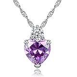 Godyce Heart Amethyst Pendant Necklace Women Girl Purple Crystal 18k Gold Plated Jewelry