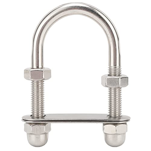 Marine U Bolts, Inner Width 1.78inch Length 3.74inch M10x95x45mm 316 Stainless Steel Mirror Polished Round U-Bolts Marine Boat Deck Hardware with Nut, Plate