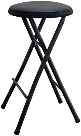 Round Folding Stool Seat Foldable Chair Kitchen Bar Counter Lightweight Black