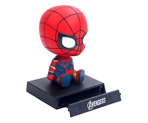 Cell Phone Holder PVC Bobble Head Figure Car Dashboard Office Home Accessories Ultra Detail Doll (Avengers Spider Man) - Thumbnail 4