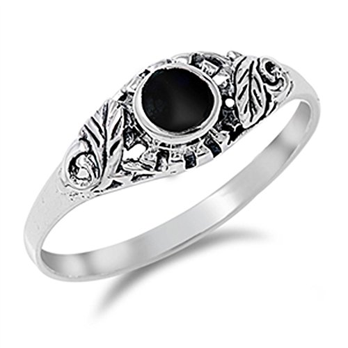 Women S Black Onyx Fashion Leaf Ring New 925 Sterling Silver Band Size 4 Buy Online In Gambia At Gambia Desertcart Com Productid