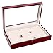 Caddy Bay Collection Glossy Rosewood Jewelry Ring Cuff Links Case Box with Glass Top Holds 144 Rings or Cuff Links