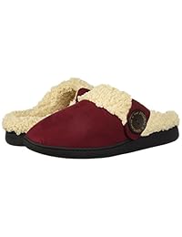 Dearfoams - Lazos de gamuza para mujer, anchos, con pestaña de botón