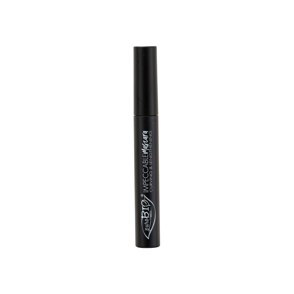 PuroBIO Certified Organic Impeccable Restructuring Black Mascara-Curling and Lengthening.With Bamboo Extract, Kaolin, Rhamnose, Rhodiola Rosea and Vitamin E. Sensitive Eyes. Vegan. Nickel Tested.