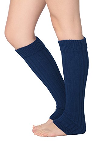 Isadora Paccini Women's Ribbed Knit Leg Warmers, One Size, LW15, blue