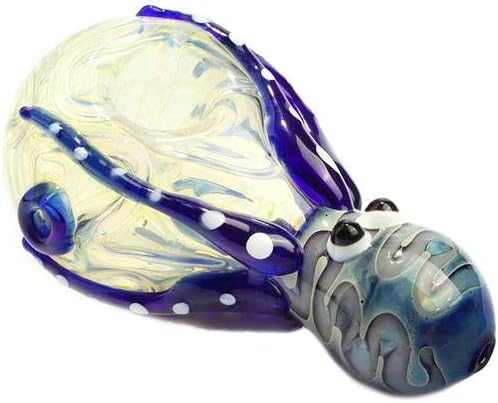 Newest Glass5.5 Inch Tall Hand-Made Art Collection Bub Blue Big Octopus Pipe