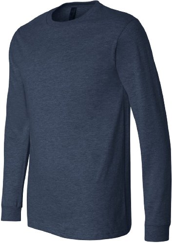 Bella 3501 Mens Jersey Long Sleeve Tee - Heather Navy, Small