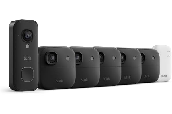 Blink Wired Doorbell 2K+ (all-new) and Outdoor 2K+ (newest model) â€” 2K video, enhanced audio. Sync Module Core included - 5 Cameras + Video Doorbell - (Black)