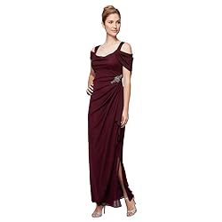 Alex Evenings Women's Long Cold Shoulder
