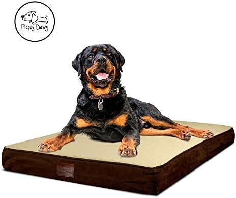Floppy Dawg Large Orthopedic Memory Foam Dog Bed with Removable Cover and Waterproof Liner | 0.5 Inch Gel Memory Foam Top Layer to Wick Away Heat and 3.5 Inch Memory Foam Base Support for Aging Dogs
