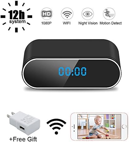 WiFi Hidden Spy Camera Clock UYIKOO, 1080P HD Video Recorder Wireless with Motion Detection/Loop Recording/Realtime Video Covert Nanny Cam for Home Security