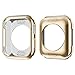 jwacct Compatible for Apple Watch Band with Screen Protector 38mm 40mm 42mm 44mm, Soft TPU Frame Case Cover Bumper Compatible for Apple Series 1/2/3/4 Yellow Gold