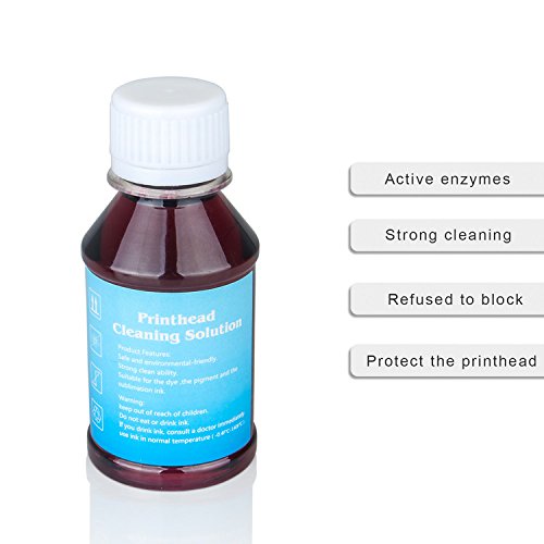 Printhead Cleaner, TBTeekk Inkjet Printer Cleaning Fluid for Canon Print Head Nozzles 100ml Cleaner Kit - Red