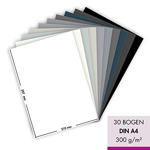 MarpaJansen Fotokarton 10 Grauton Farben, DIN A4, 30 Bogen, 300 g/qm, Blauer Engel zertifiziert – Bild 3