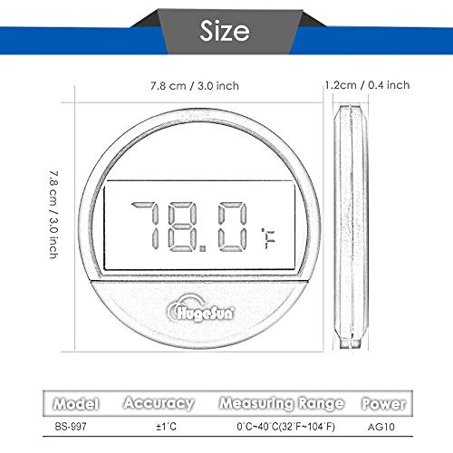 Capetsma Aquarium Thermometer, Digital Indoor Thermometer with Accurate Temperature Sensor, Round Temperature Gauge Used to Monitor Temperature for Car Room Fish Tank Water Reptile Terrarium (White)