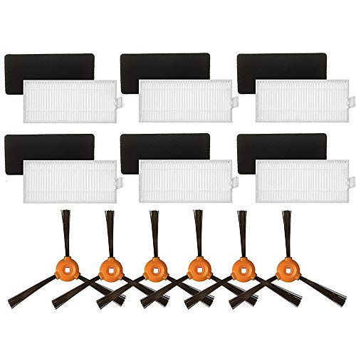 Vacuum Cleaner Parts|pcs/lot 6pcs Side Brush +6 pcs HEPA Filter +6pcs Sponge for Eufy RoboVac 11, Eufy RoboVac 11c Robotic Vacuum Cleaner Parts|by AZUDAN|