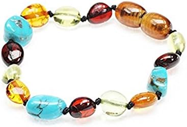 Amberbeata Cherry and Cognac Baltic Sea Amber, Green Caribbean Amber, Natural Turquoise
