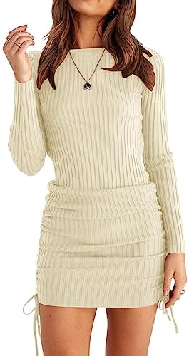 off shoulder long sleeve striped knit mini dress Long Sleeve Scoop Back Striped Mini Dress In Blue Multi Soft Knit | EGO US