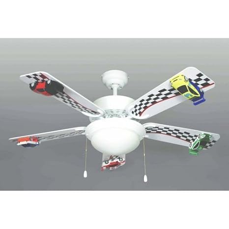 42 Race Car Ceiling Fan 5 Blade 2 Light 3 Speed New Amazon In