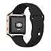 UMTELE Soft Silicone Replacement Strap with Rose Gold Frame for Fitbit Blaze Smart Fitness Watch, Small, Black