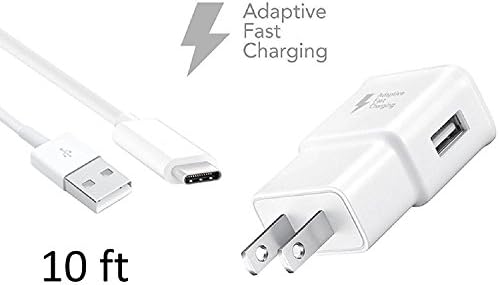 New OEM Samsung Fast Adaptive Wall Adapter Charger for Galaxy S8 S8+ Note 8 EP-TA20JWE + 10 Foot Type C / USB-C Cable