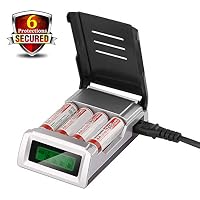 leapara BT - Power Battery Charger Digital 4 Slots LCD Battery Charger AA AAA NiMH NiCd Rechargeable Batteries (Battery NOT Included)